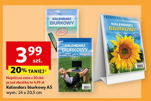 Kalendarz biurkowy a5 promocja w Auchan