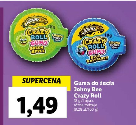 Guma w rolce niebieska malina Johny bee promocja