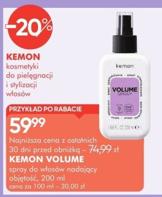 Spray do włosów Kemon Volume promocja w Super-Pharm