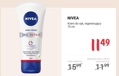 Krem do rąk NIVEA regenerujący 75 ml promocja w Rossmann