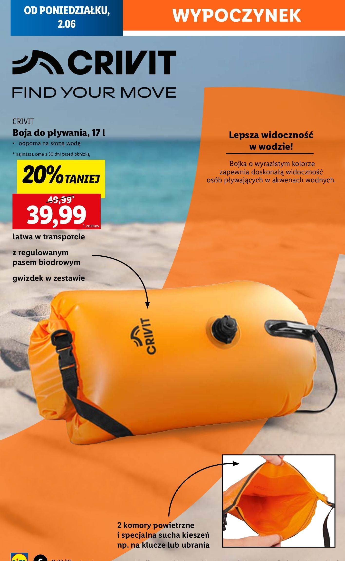 Boja do pływania 17 l Crivit promocja w Lidl
