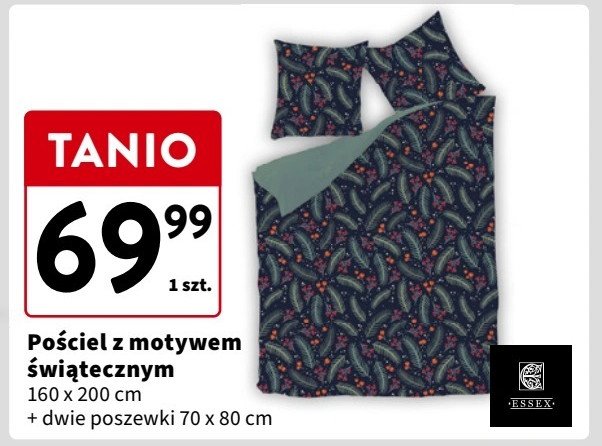 Komplet pościeli motyw świąteczny 160 x 200 cm + 2 x 70 x 80 cm Essex promocja w Intermarche