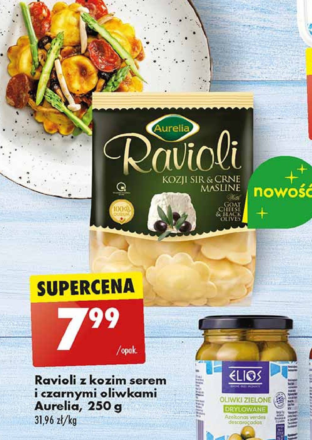 Ravioli z kozim serem i czarnymi oliwkami AURELIA promocja