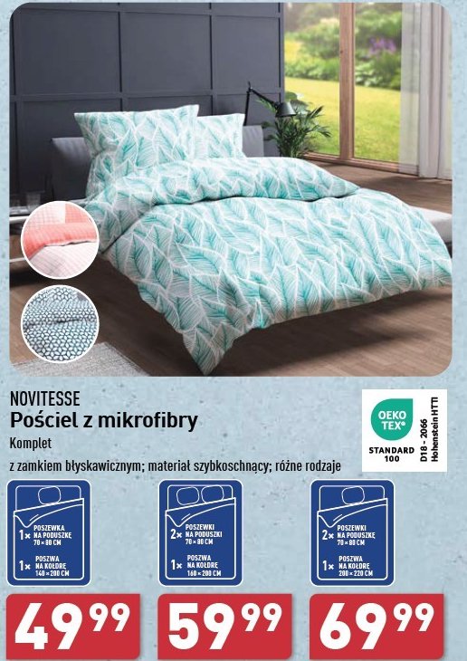 Komplet pościeli z mikrofibry 220 x 200 cm + 70 x 80 cm Novitesse promocja