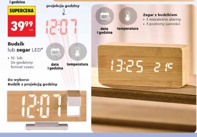 Budzik z projekcją godziny promocja w Biedronka