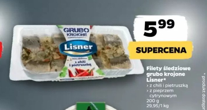 Filety śledziowe grubo krojone z pieprzem cytrynowym Lisner promocja