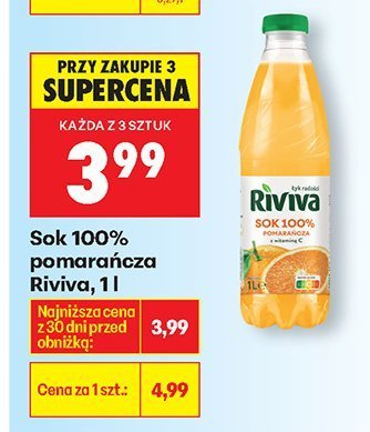 Sok 100% pomarańcza Riviva promocja w Biedronka