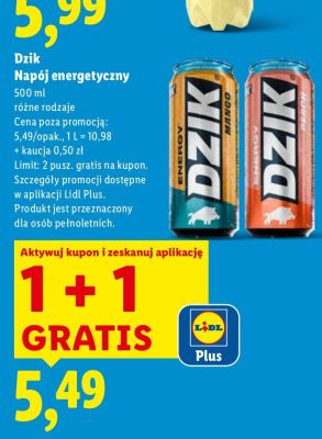 Napój energetyczny Dzik promocja w Lidl