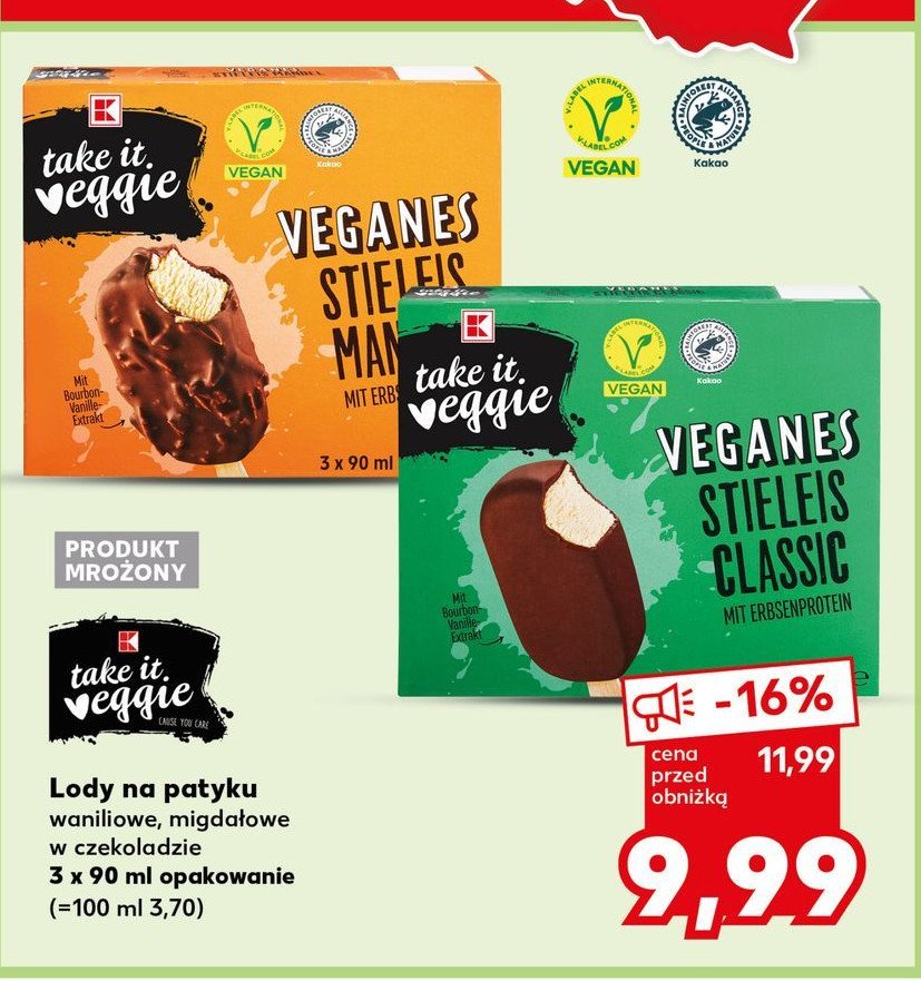 Lody migdałowe K-take it veggie promocja