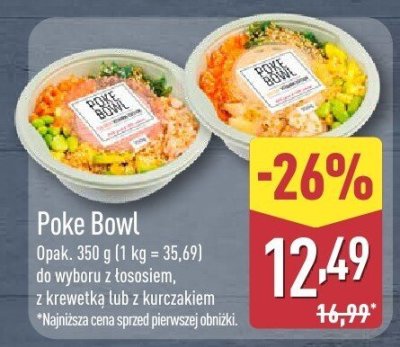 Poke Bowl Opak. 450 g (1 kg = 35,69) do wyboru z łososiem, z krewetką lub z kurczakiem promocja w Aldi
