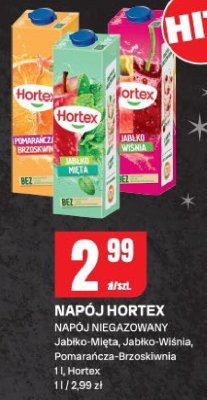 Napój niegazowany Hortex Jabłko-Mięta, Jabłko-Wiśnia, Pomarańcza-Brzoskwinia 1 l promocja w Chorten