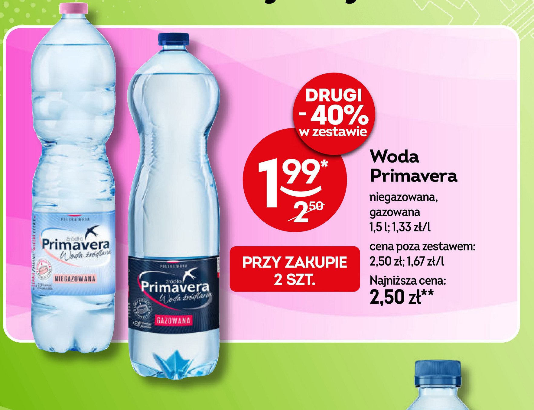 Woda niegazowana Primavera promocja w Żabka