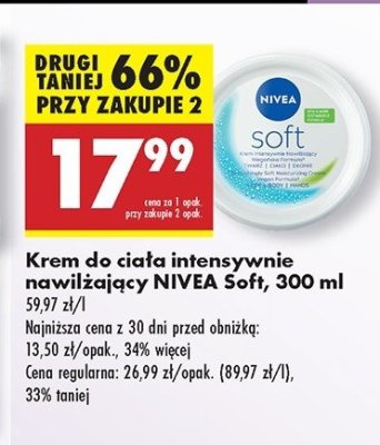 Krem do twarzy i cia艂a intensywnie nawil偶aj膮cy Nivea soft promocja