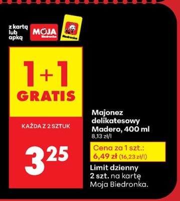 Majonez delikatesowy Madero, 400 ml promocja w Biedronka