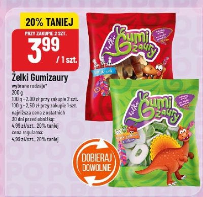 Żelki Gumizaury wybrane rodzaje promocja w POLOmarket
