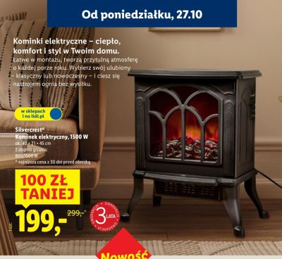 Kominek elektryczny 1500W Silvercrest promocja w Lidl