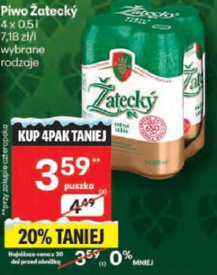 Piwo Żatecký promocja w Delikatesy Centrum