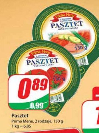 Pasztet drobiowy Prima menu promocja