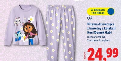 Piżama dziewczęca z bawełny z kolekcji Koci Domek Gabi promocja w Lidl