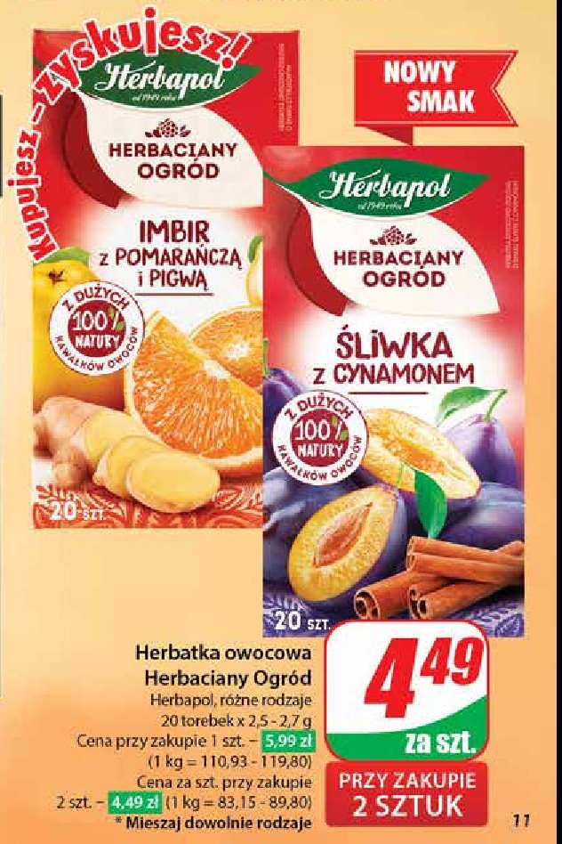 Herbata śliwka z cynamonem Herbapol herbaciany ogród promocja w Dino