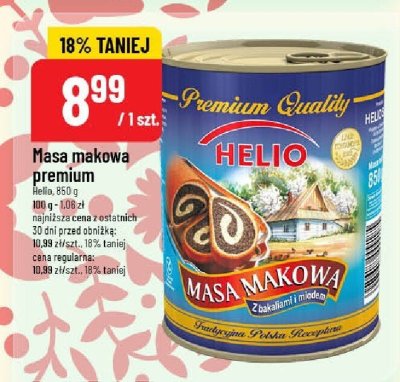 Masa makowa premium Helio, 850 g promocja w POLOmarket