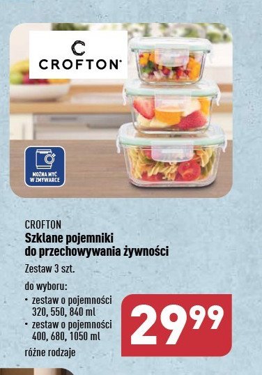 Pojemniki szklane do przechowywania żywności 400 ml + 680 ml + 1.05 l Crofton promocja