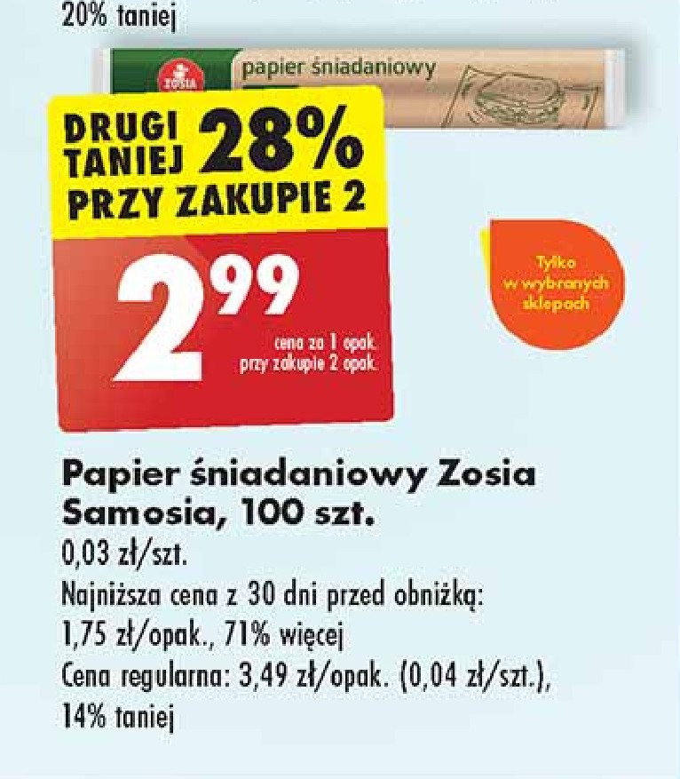 Papier śniadaniowy Zosia samosia promocja