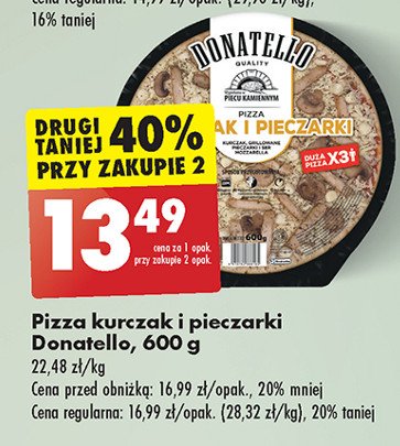 Pizza kurczak i pieczarki Donatello pizza promocja