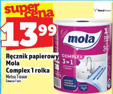 Ręcznik papierowy Mola Complex 1 rolka Metsa Tissue promocja w TOPAZ