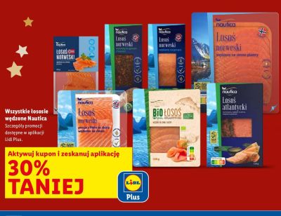 Łosoś Nautica wszystkie rodzaje wędzone promocja w Lidl