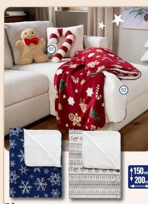 Koc pluszowy z sherpą 150x200 cm promocja w Aldi