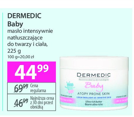 Masło intensywnie natłuszczające Dermedic baby linum emolient promocja