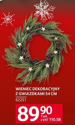 Wieniec dekoracyjny z gwiazdkami 54 cm promocja w Selgros