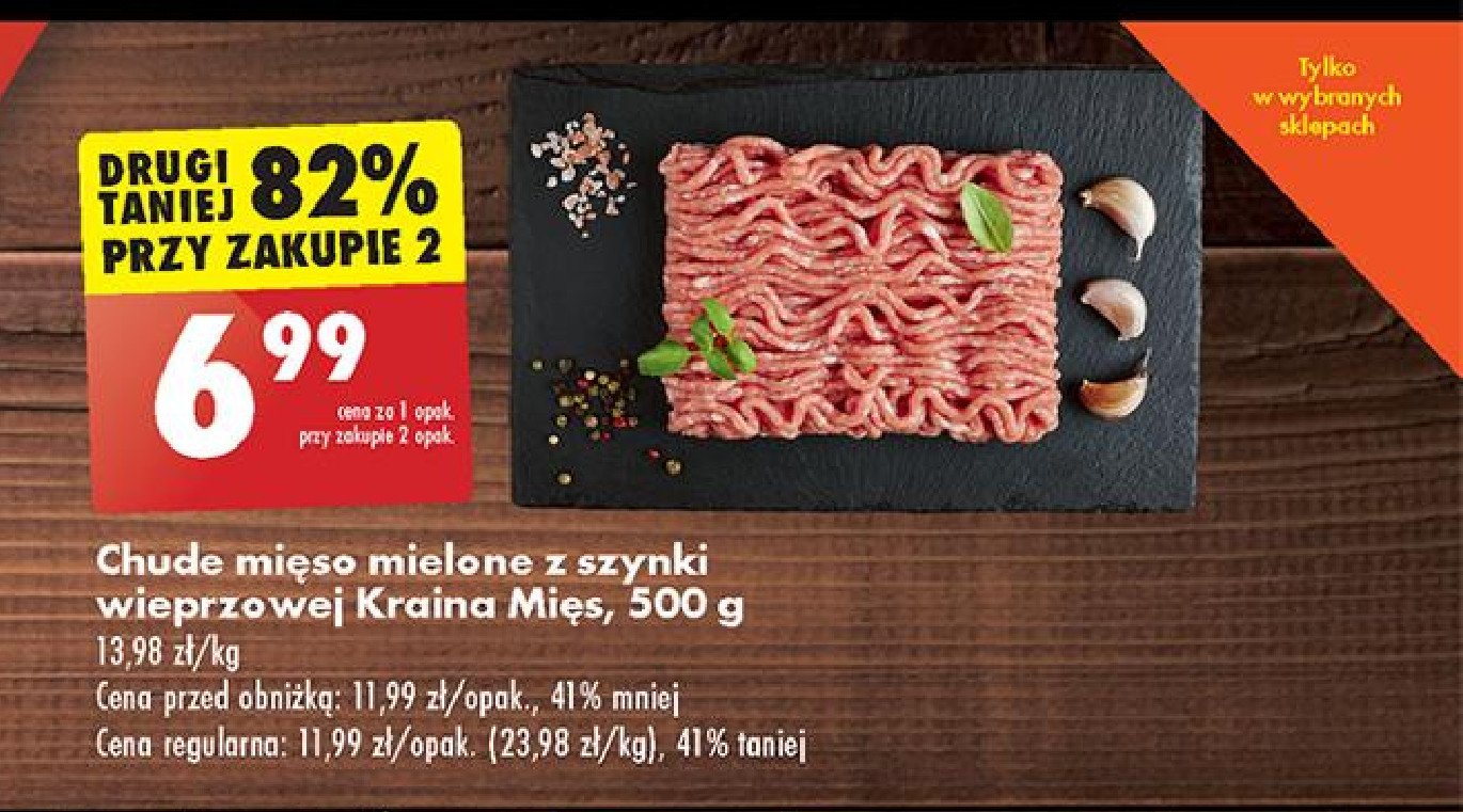 Mięso mielone z szynki wieprzowej Kraina mięs promocja w Biedronka