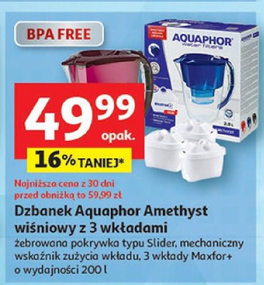 Dzbanek Aquaphor Amethyst wiśniowy z 3 wkładami promocja w Auchan