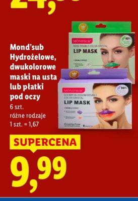 Hydrożelowe, dwukolorowe maski na usta lub płatki pod oczy Mond'sub różne rodzaje promocja w Lidl