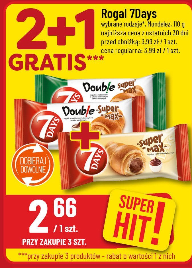 Rogal z nadzieniem waniliowo - truskawkowym 7 days double max promocja