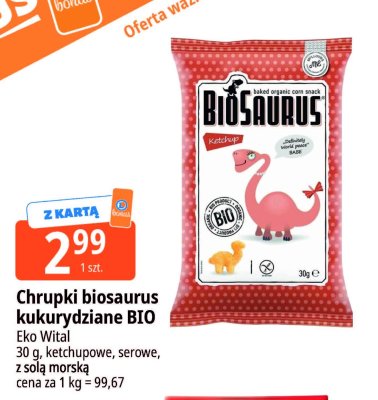 Chrupki biosaurus kukurydziane BIO ketchupowe promocja w Leclerc