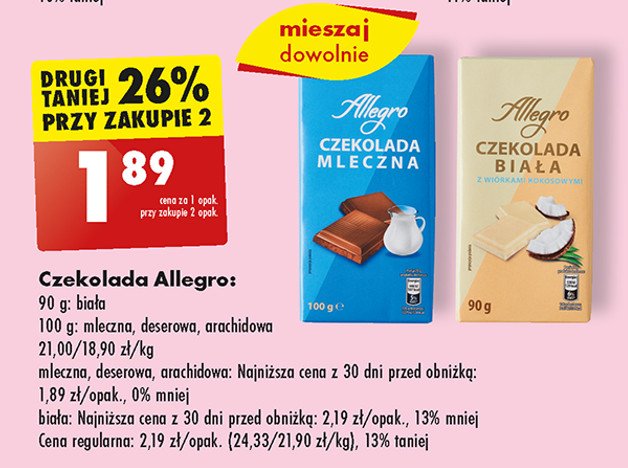 Czekolada mleczna Allegro promocja