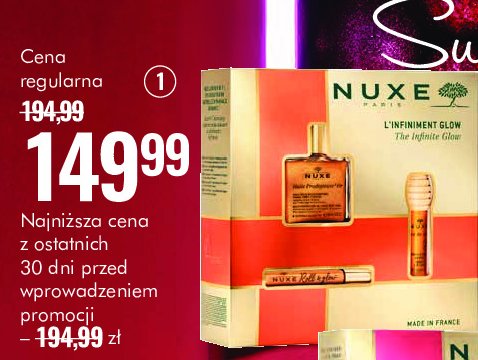 Zestaw w pudełku glow: olejek do ciała huile prodigieuse 50 ml + olejek do ust 8 ml + roller 8 ml Nuxe zestaw promocja w Super-Pharm