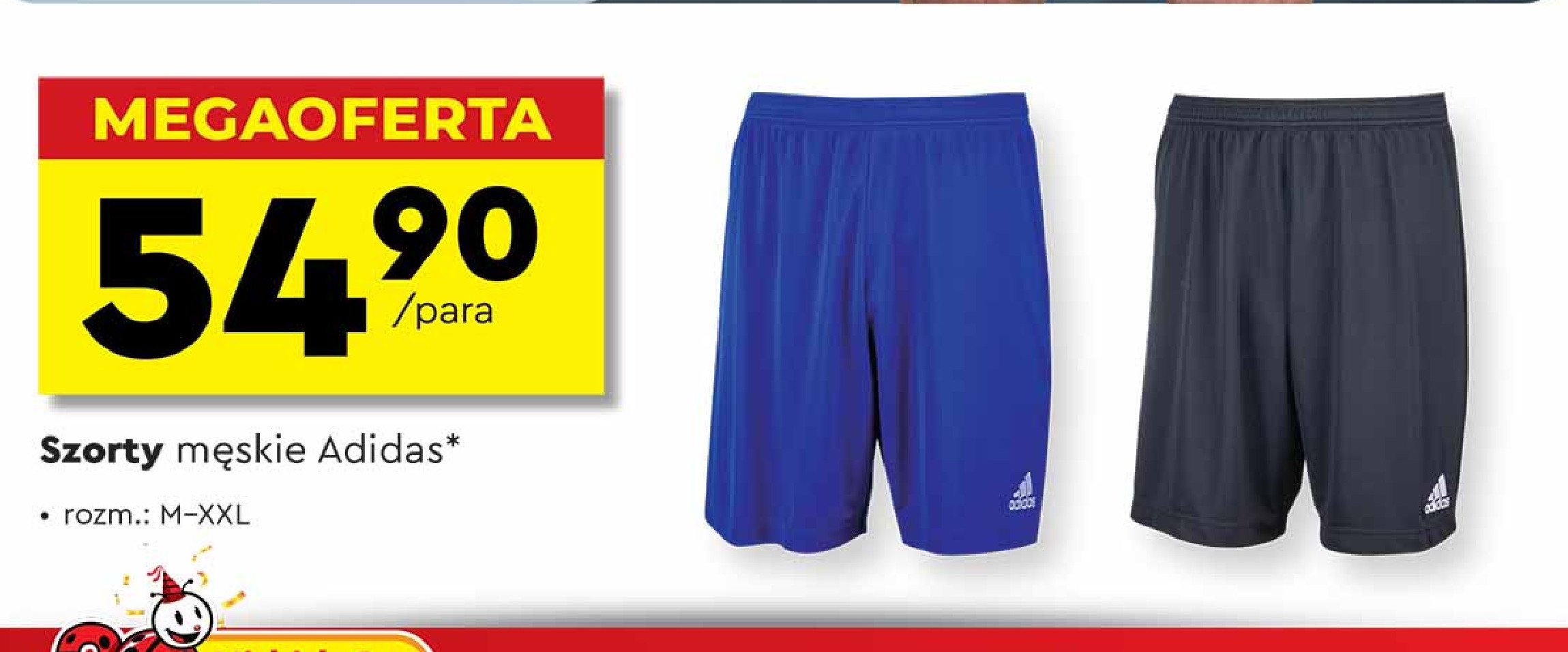 Szorty męskie m-xxl Adidas promocja w Biedronka