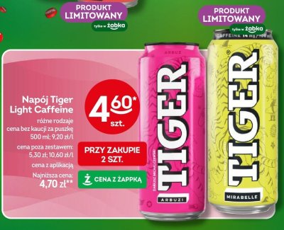 Napój Tiger Light Caffeine różne rodzaje promocja w Żabka