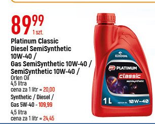 Olej silnikowy platinum classic gas 15w-40 Orlen oil promocja