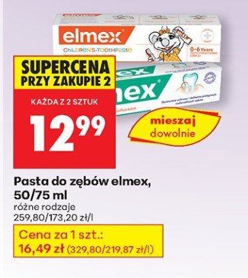 Pasta do zębów elmex różne rodzaje promocja w Biedronka