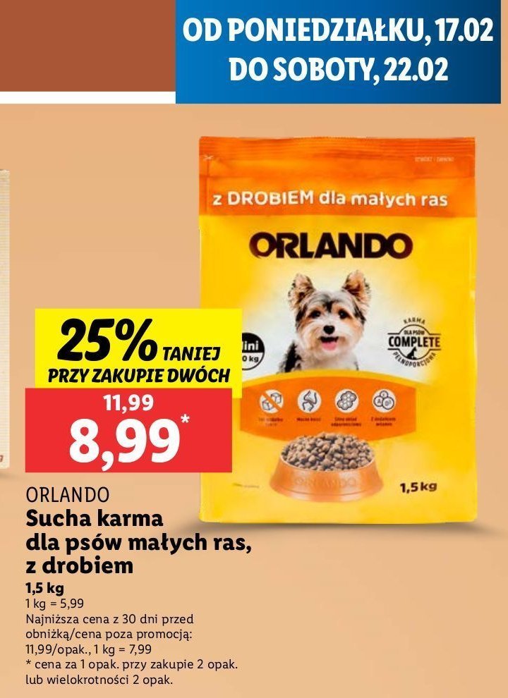 Karma dla psów małych ras z drobiem Orlando promocja