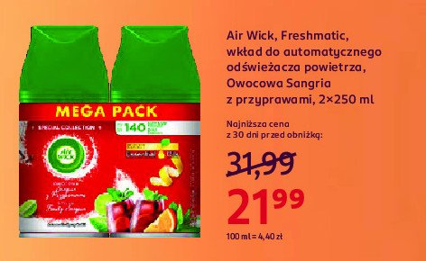 Wkład sangria splash AIR WICK FRESHMATIC FRESH INFUSIONS promocja w Rossmann