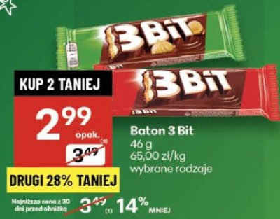 Baton 3 Bit 46g wybrane rodzaje promocja w Delikatesy Centrum