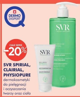 Kosmetyki SVR SPIRIAL, CLAIRIAL, PHYSIOPURE dermokosmetyki do pielęgnacji i oczyszczania twarzy oraz ciała promocja w Super-Pharm