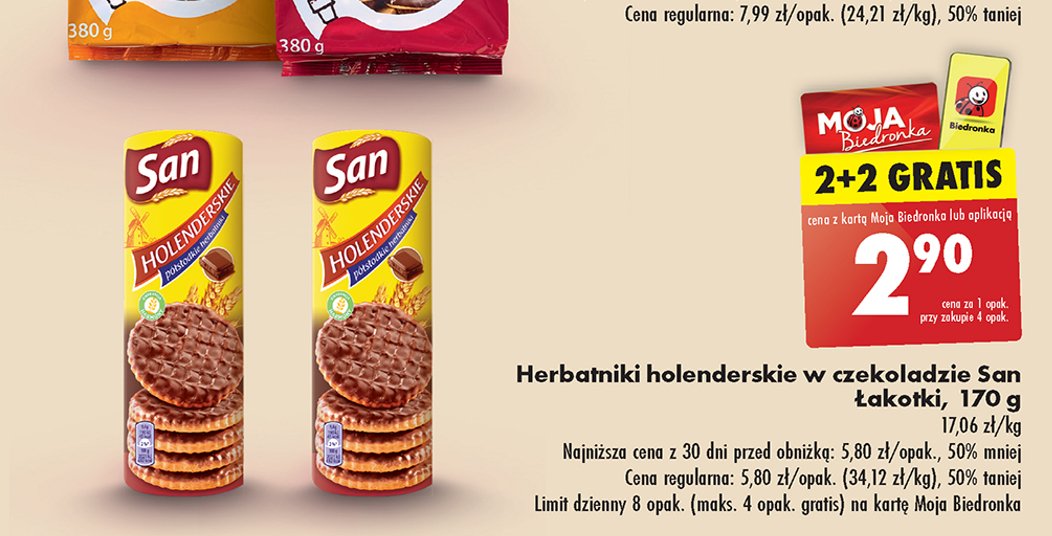 Ciastka holenderskie w czekoladzie San łakotki promocja