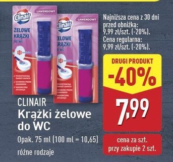 Kr膮偶ek 偶elowy do wc lawendowy Clinair promocja